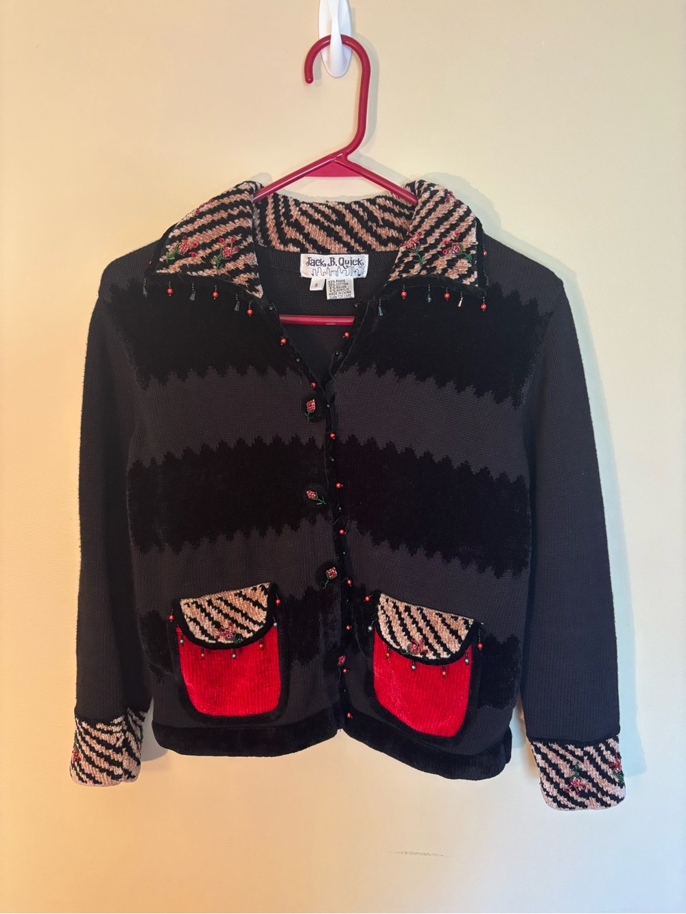 Jack B. Quick Kids' Black Jacket with Red Pocket Accents
